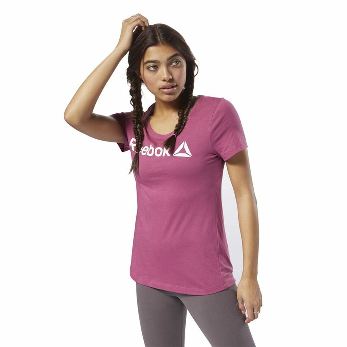 Maglia a Maniche Corte Donna Reebok Linear Hot Rosa