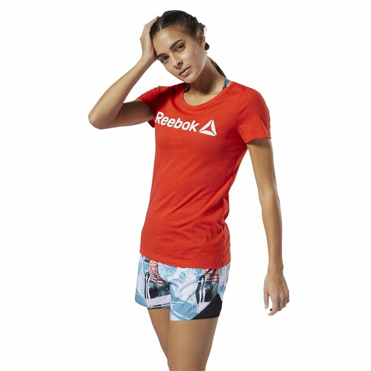 Maglia a Maniche Corte Donna Reebok Scoop Neck Rosso