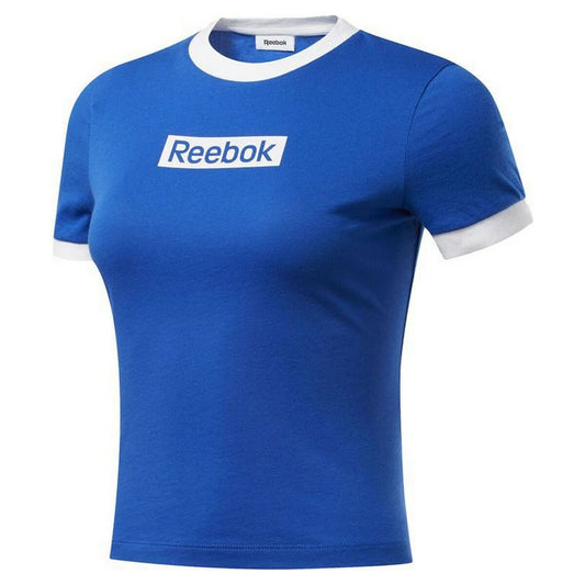 Maglia a Maniche Corte Donna Reebok Essentials Linear Logo Azzurro