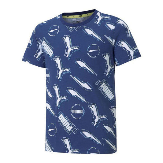 Maglia a Maniche Corte per Bambini Puma AOP Blu scuro