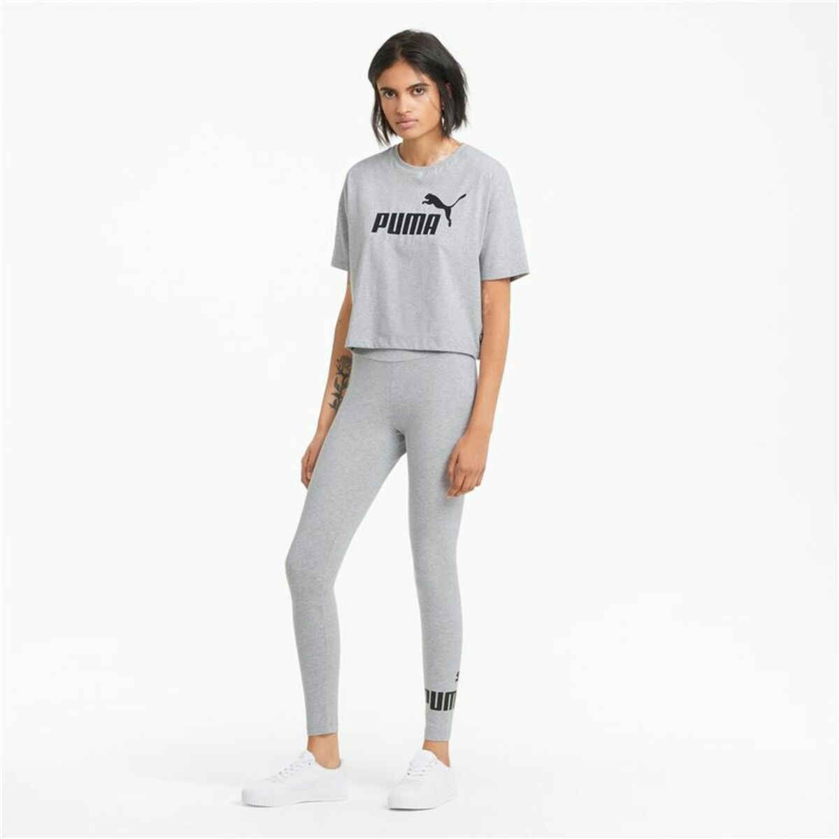 Leggings Sportivo da Donna Puma Essentials Logo Grigio chiaro