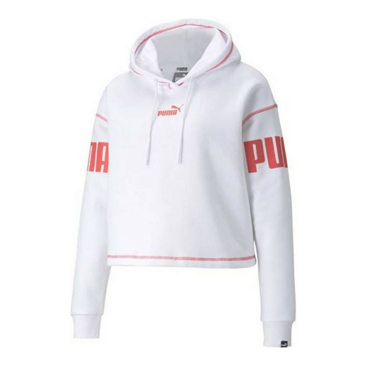 Felpa con Cappuccio Donna Puma Power Hoodie Fl Bianco