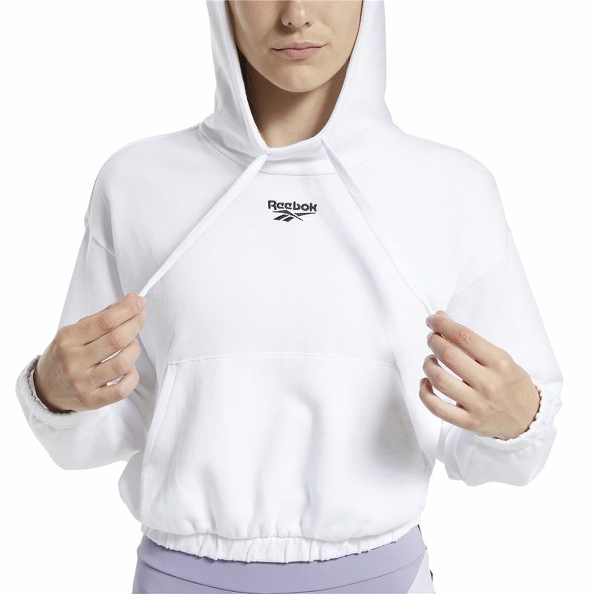 Felpa con Cappuccio Donna Reebok Sportswear Cropped Bianco