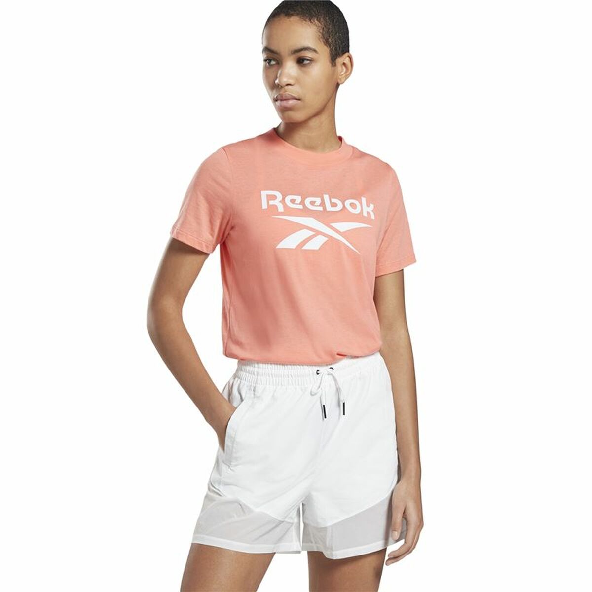 Maglia a Maniche Corte Donna Reebok Identity Logo Rosa