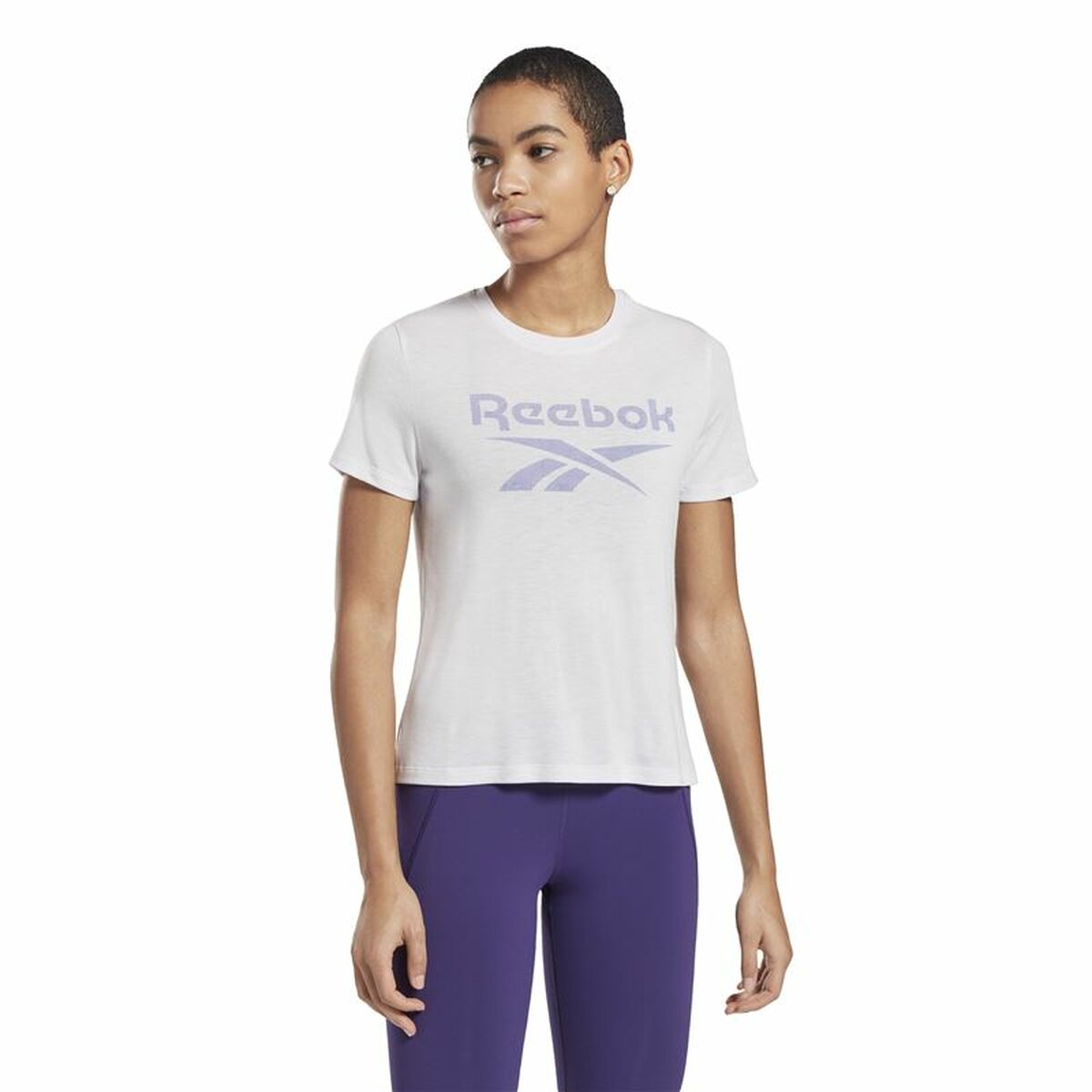 Maglia a Maniche Corte Donna Reebok Workout Ready Supremium Porpora Bianco