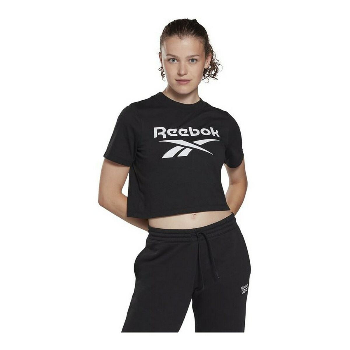 Maglia a Maniche Corte Donna Reebok Cropped Identity Nero