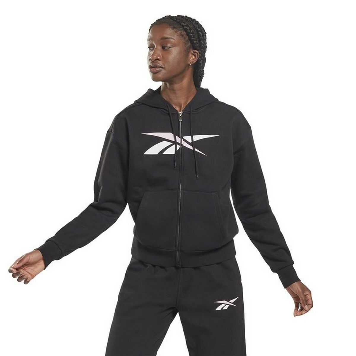 Giacca Sportiva da Donna Reebok Training Essentials Vector Full-Zip Nero