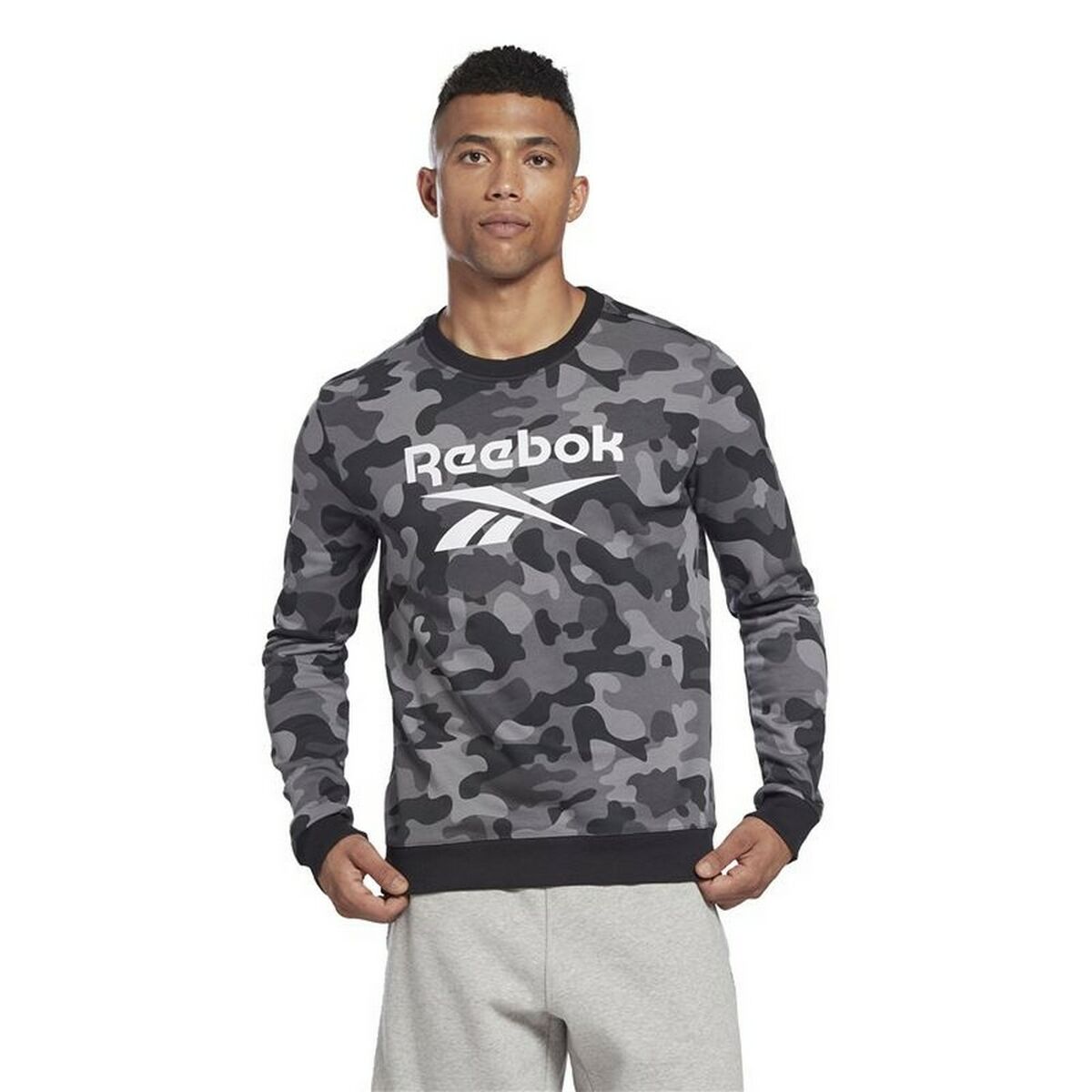 Felpa senza Cappuccio Uomo Reebok Camo Nero