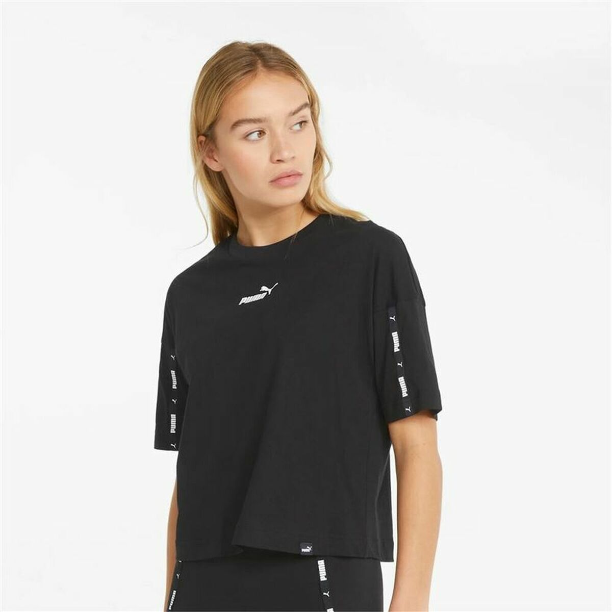 Maglia a Maniche Corte Donna Puma  Tape Crop  Nero