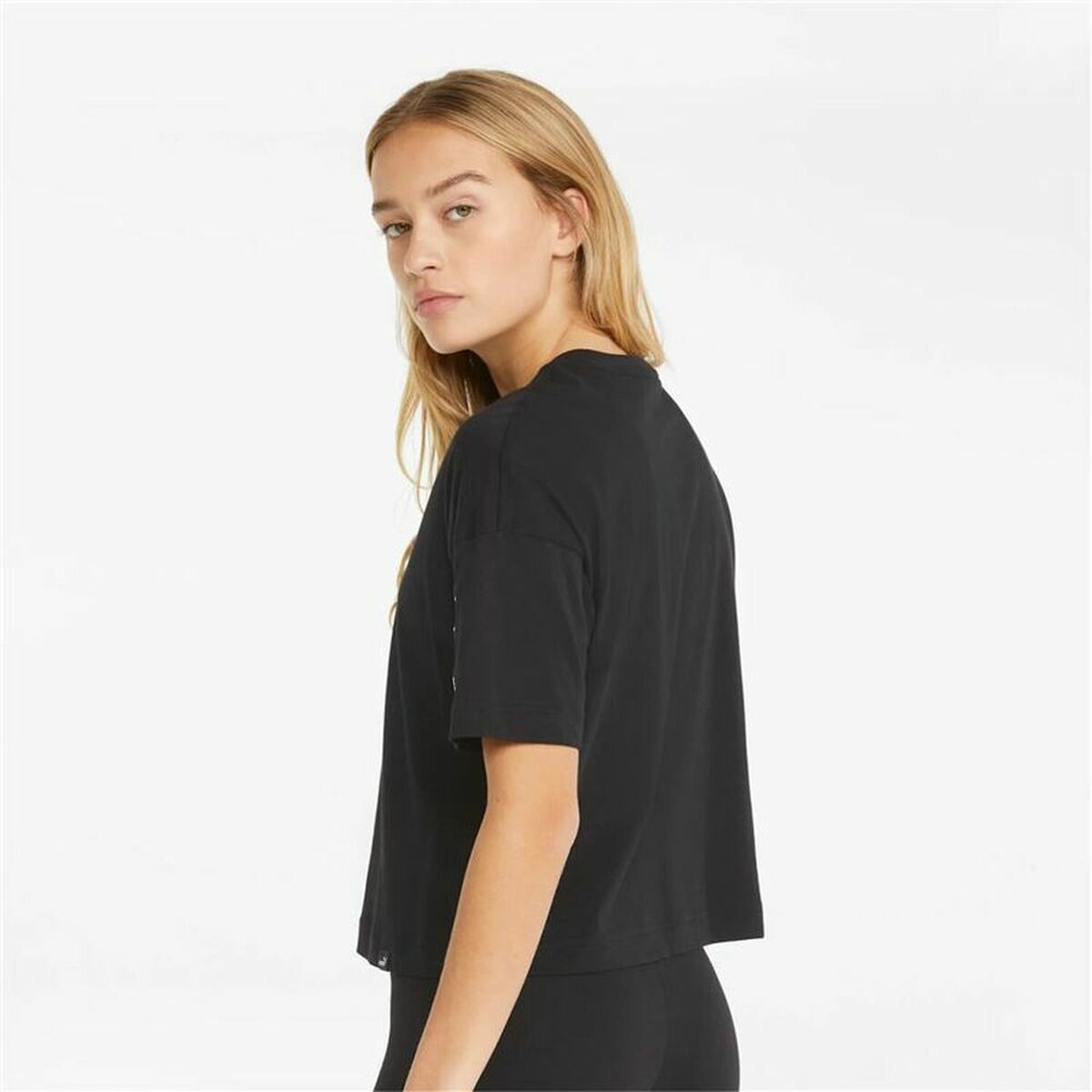 Maglia a Maniche Corte Donna Puma  Tape Crop  Nero