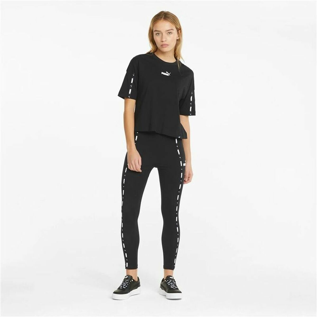 Maglia a Maniche Corte Donna Puma  Tape Crop  Nero