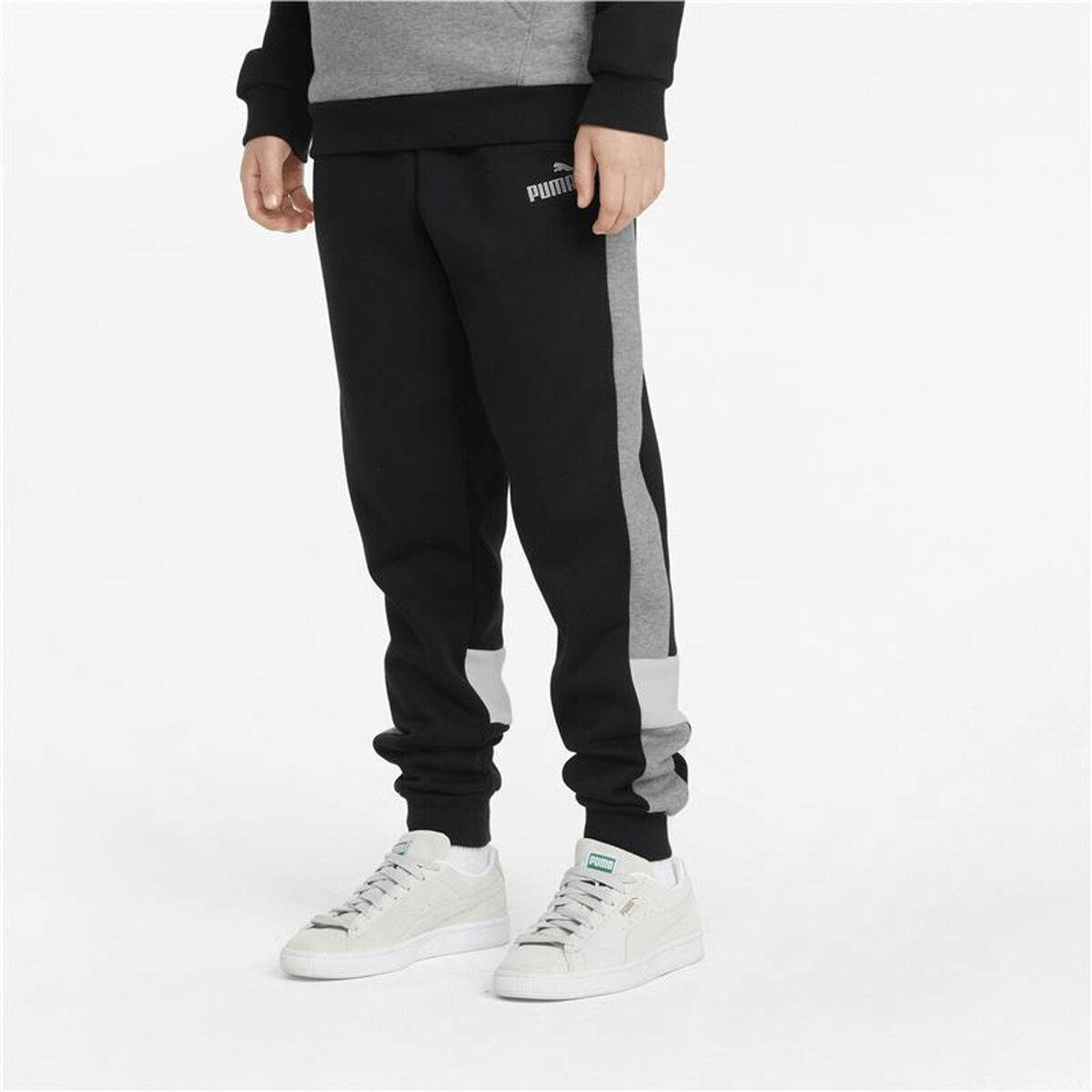 Pantalone di Tuta per Bambini Puma Essentials+ Colorblock Nero Bambini