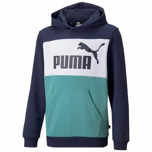 Felpa con Cappuccio Bambino Puma Essential Colorblock Blu scuro