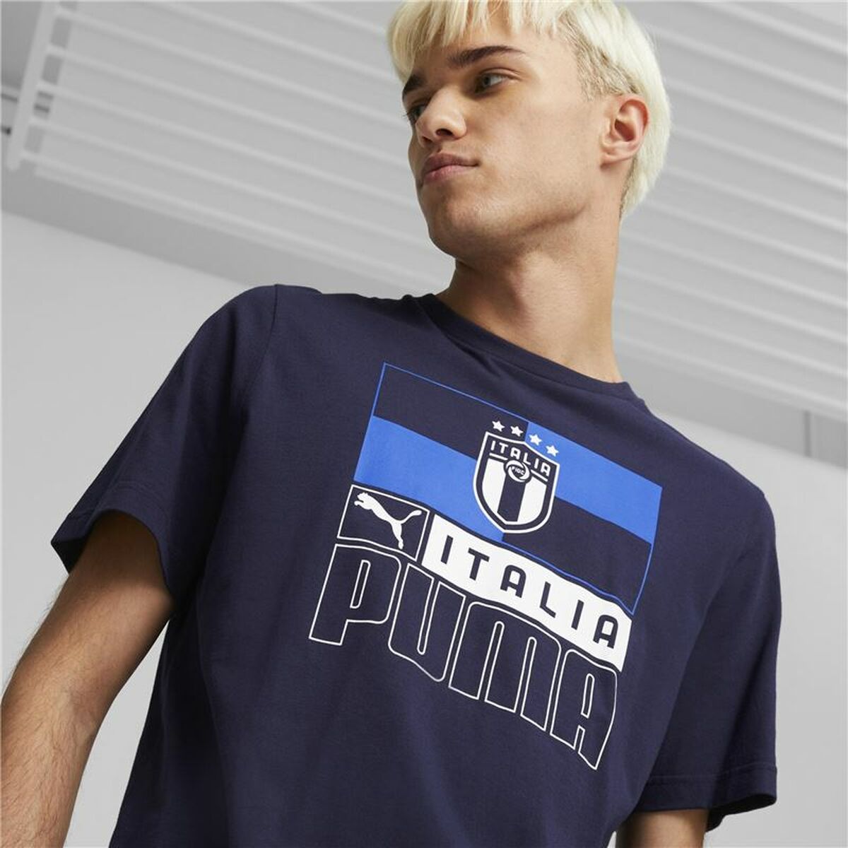 Maglia a Maniche Corte Unisex Puma Italia FIGC Blu scuro