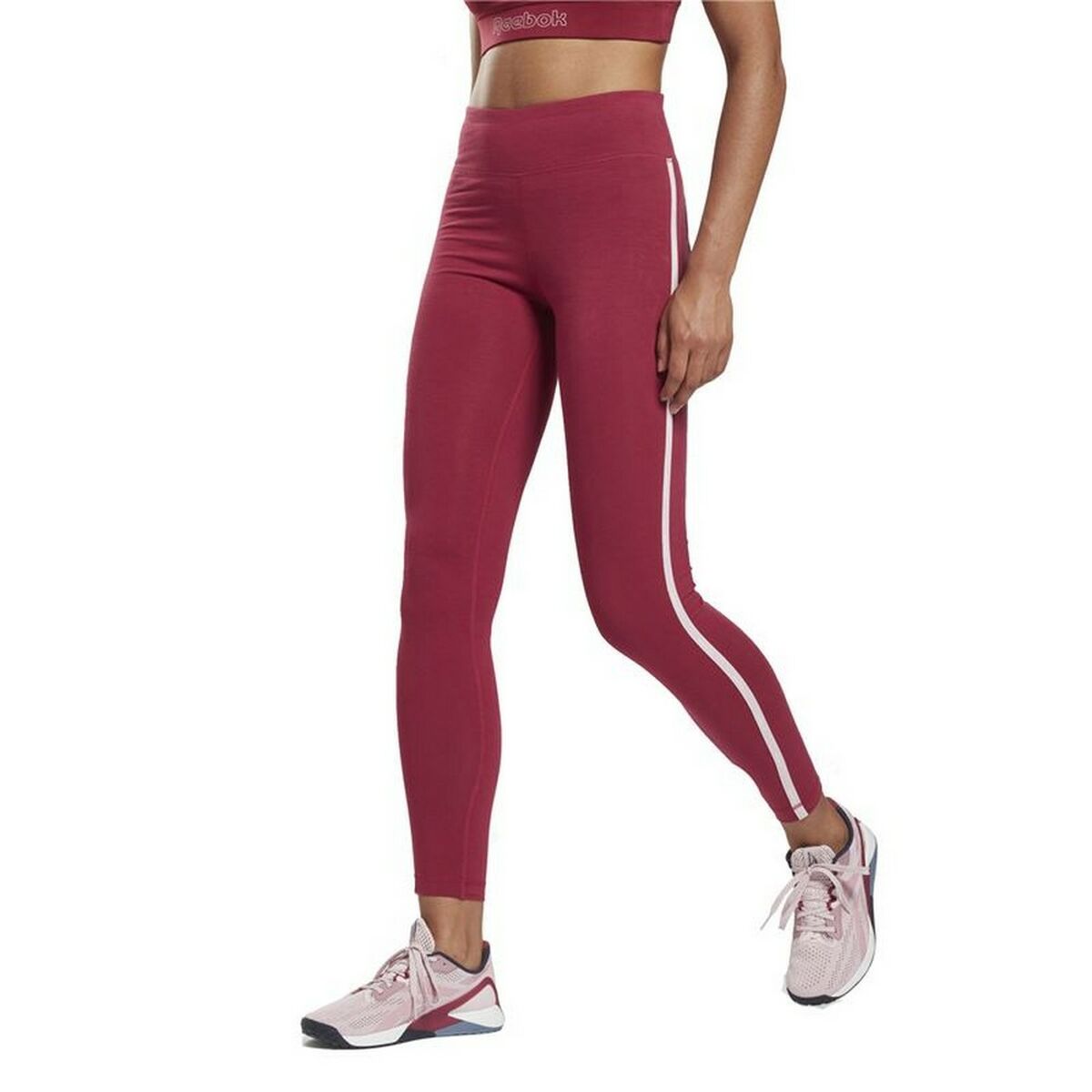 Leggings Sportivo da Donna Reebok  Pping Cotton W Rosso Scuro