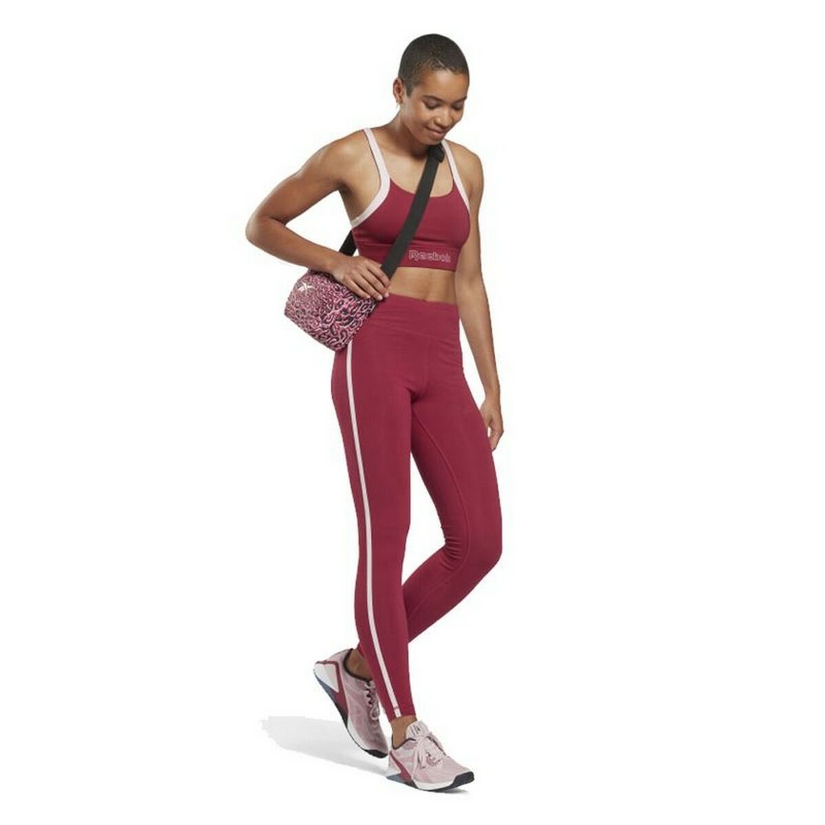 Leggings Sportivo da Donna Reebok  Pping Cotton W Rosso Scuro