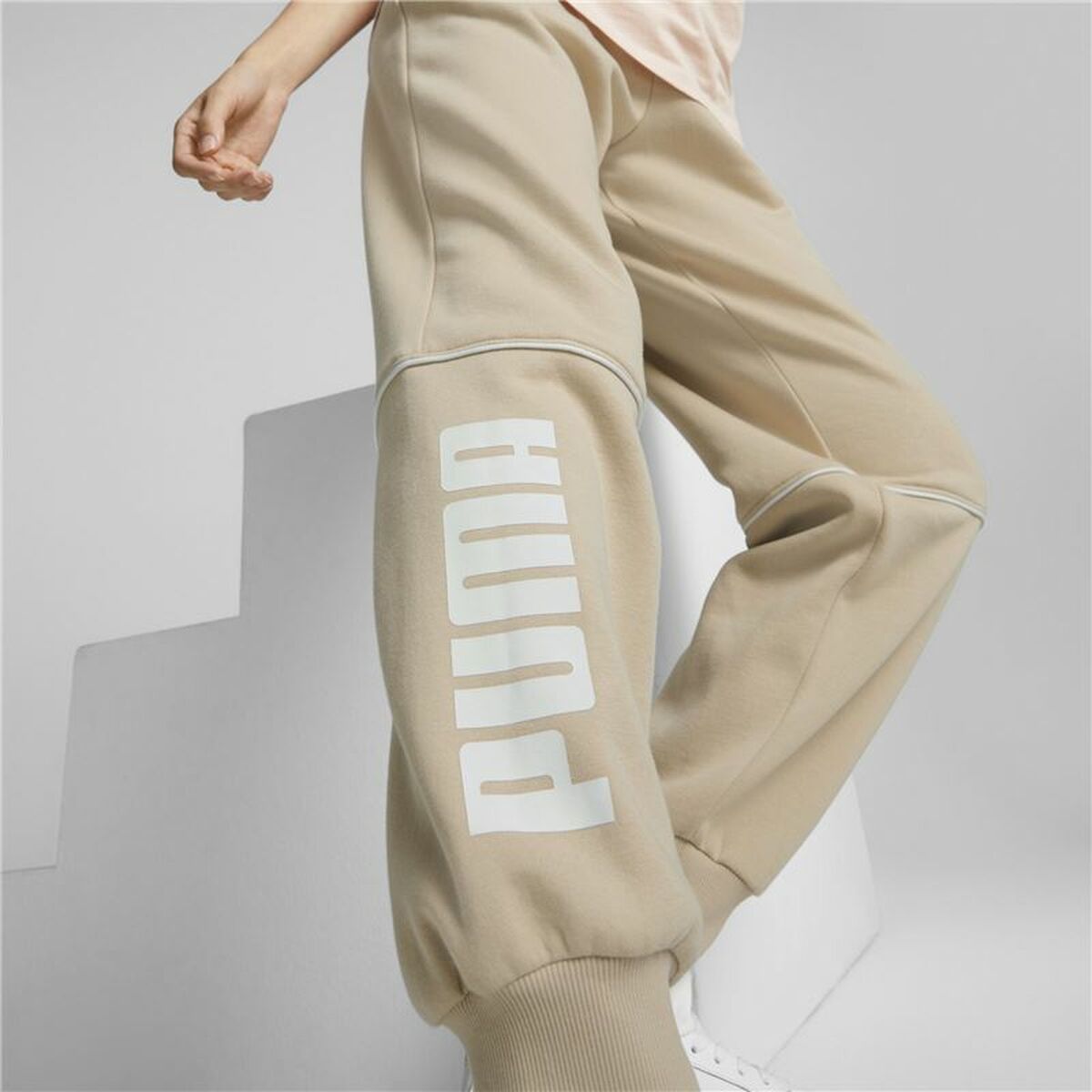 Pantalone di Tuta per Adulti Puma Colorblock  Beige Donna