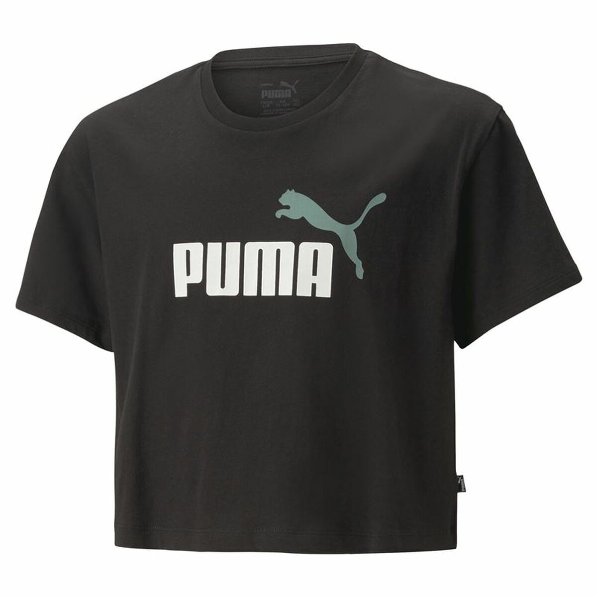 Maglia a Maniche Corte per Bambini Puma Logo Cropped  Nero