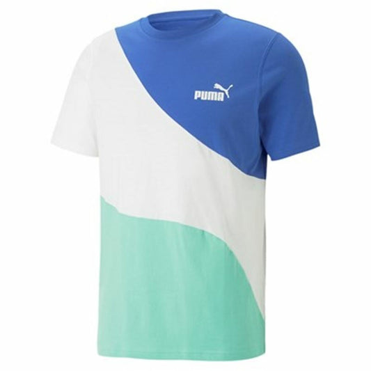 Maglia a Maniche Corte Uomo Puma  Power Cat Azzurro