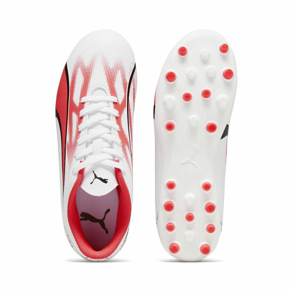 Scarpe da Calcio per Bambini Puma Ultra Play MG Bianco Rosso