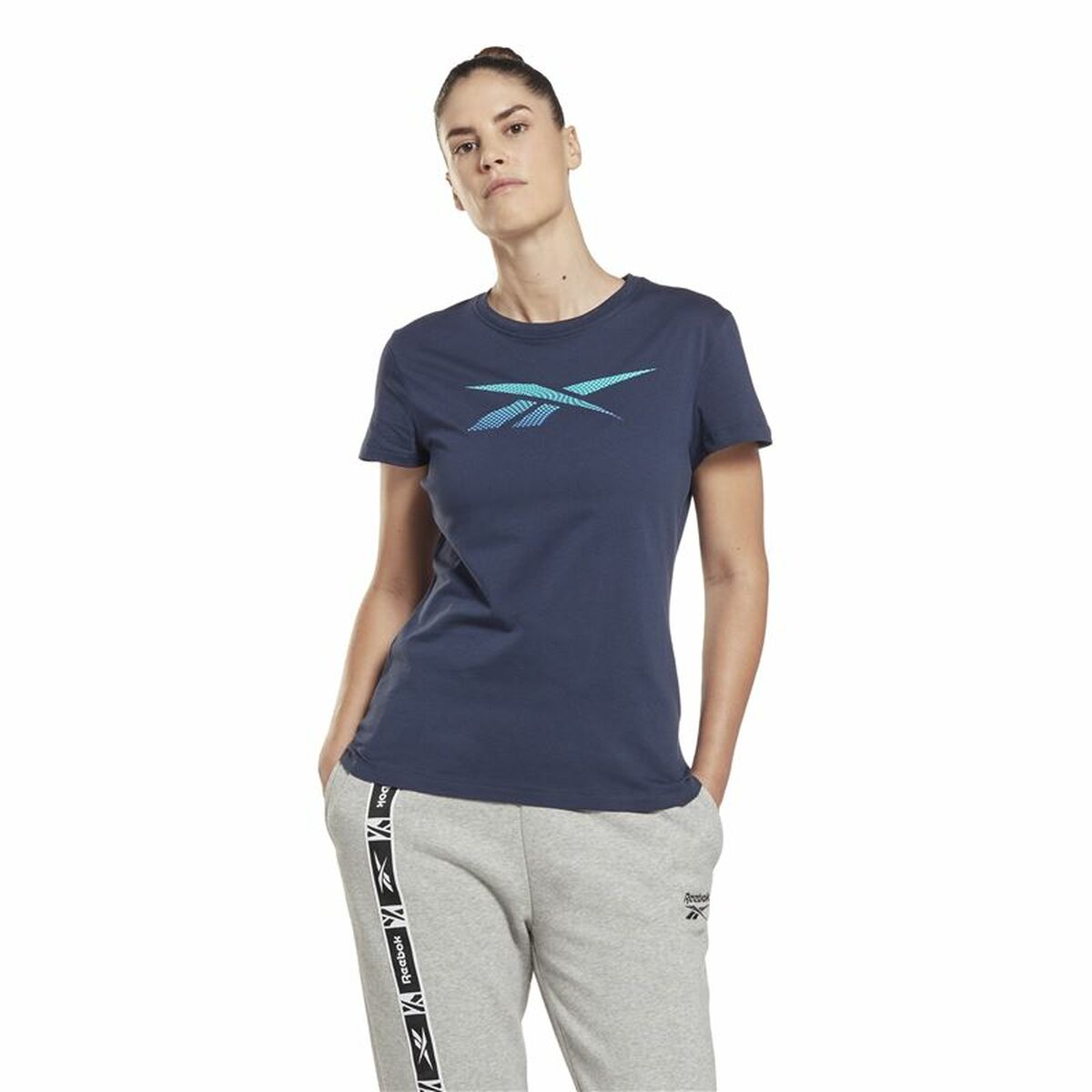 Maglia a Maniche Corte Donna Reebok Doorbuster Graphic  Blu scuro