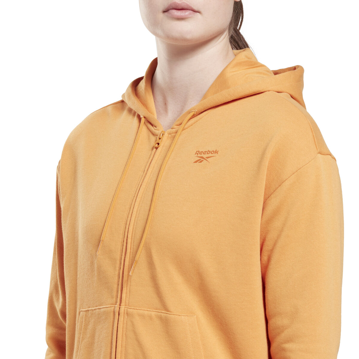 Felpa con Cappuccio e Cerniera Donna Reebok  RI SL FRENCH TERRY H54756  Arancio