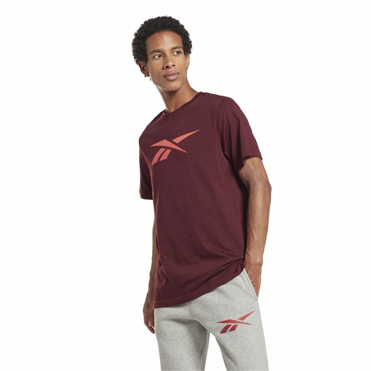 Maglia a Maniche Corte Uomo Reebok RI Logo Rosso Granato