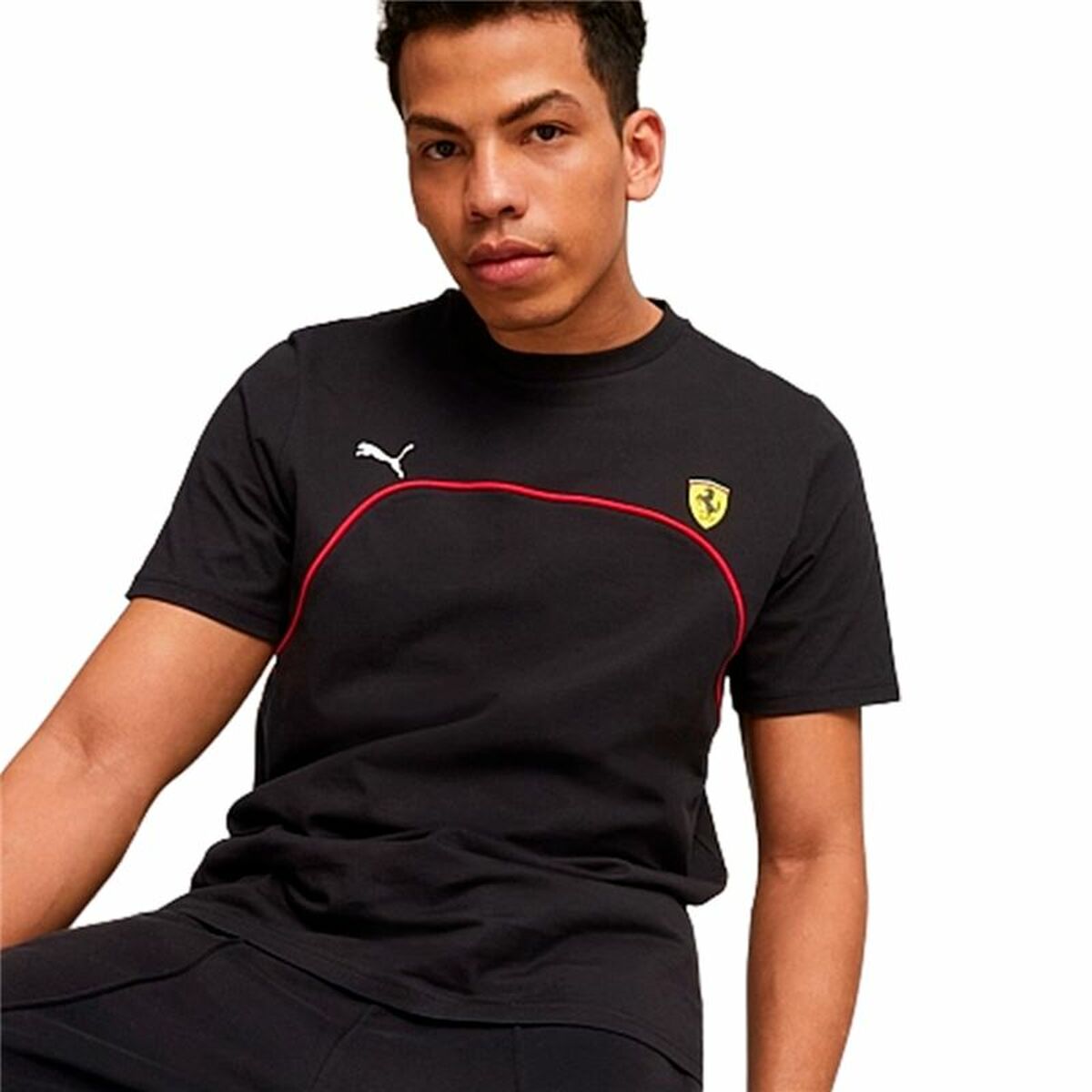 Maglia a Maniche Corte Uomo Puma Ferrari Race Nero