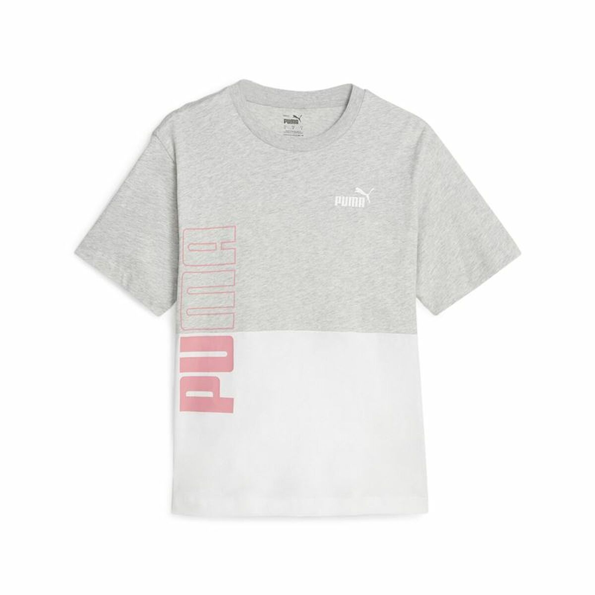 Maglia a Maniche Corte Donna Puma Power Colorblock Bianco Grigio