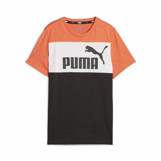 Maglia a Maniche Corte per Bambini Puma Ess Block Nero Arancio