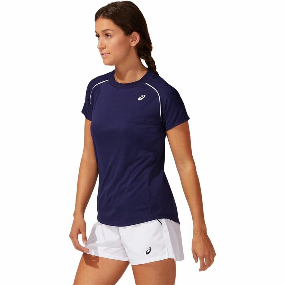 Maglia a Maniche Corte Donna Asics Court Piping Azzurro