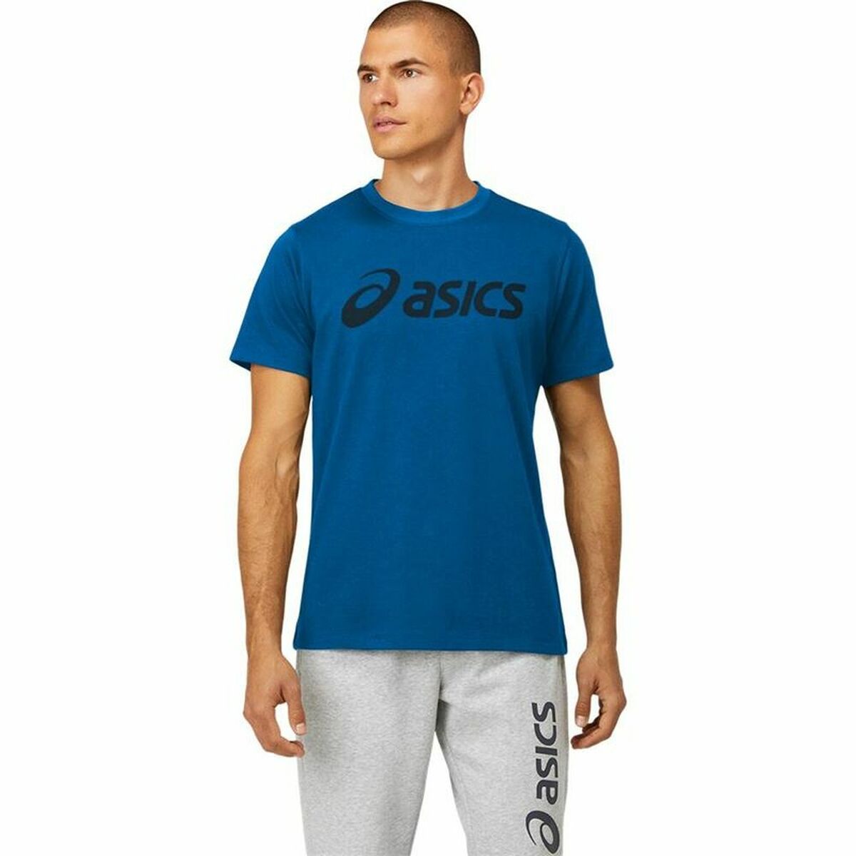 Maglia a Maniche Corte Uomo Asics Big Logo Azzurro