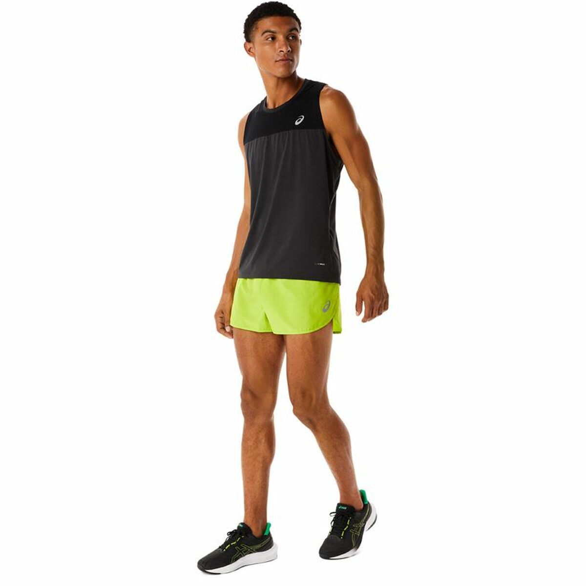 Pantaloni Corti Sportivi da Uomo Asics Core Split Verde limone