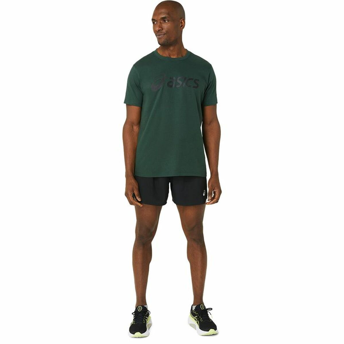 Maglia a Maniche Corte Uomo Asics Big Logo Verde scuro