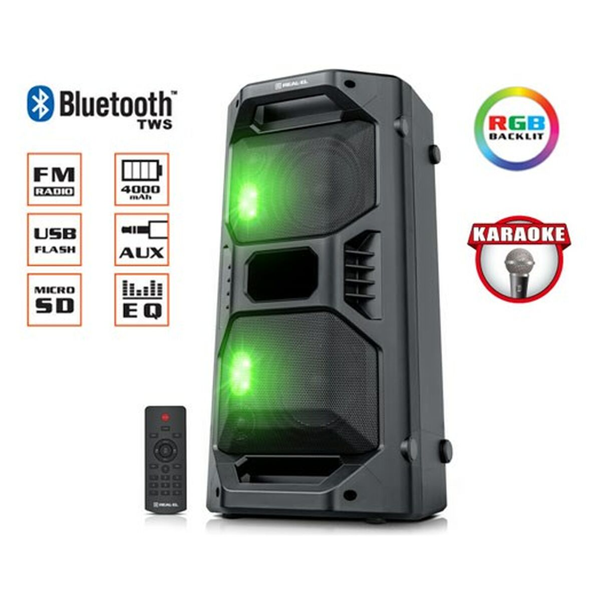 Altoparlante Bluetooth Portatile Real-El X-757 Nero Multi 50 W