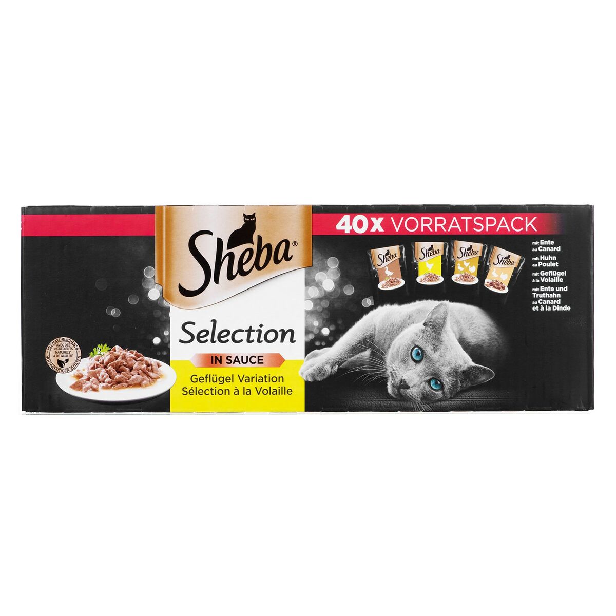 Cibo per gatti Sheba Selection Pollo Anatra Uccelli 40 x 85 g