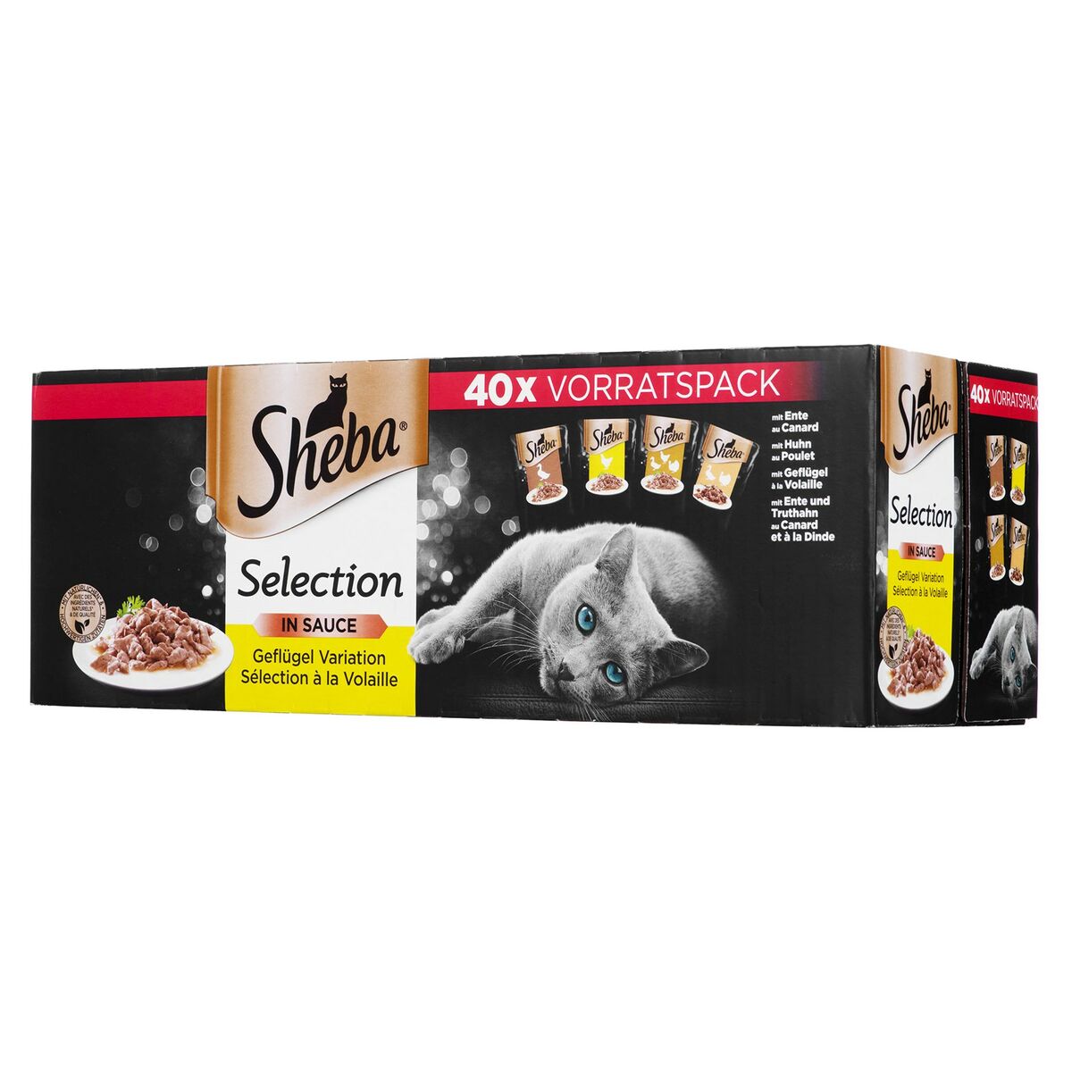 Cibo per gatti Sheba Selection Pollo Anatra Uccelli 40 x 85 g