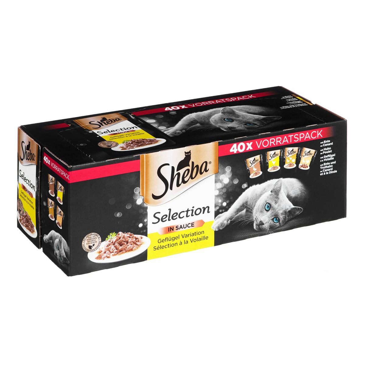 Cibo per gatti Sheba Selection Pollo Anatra Uccelli 40 x 85 g