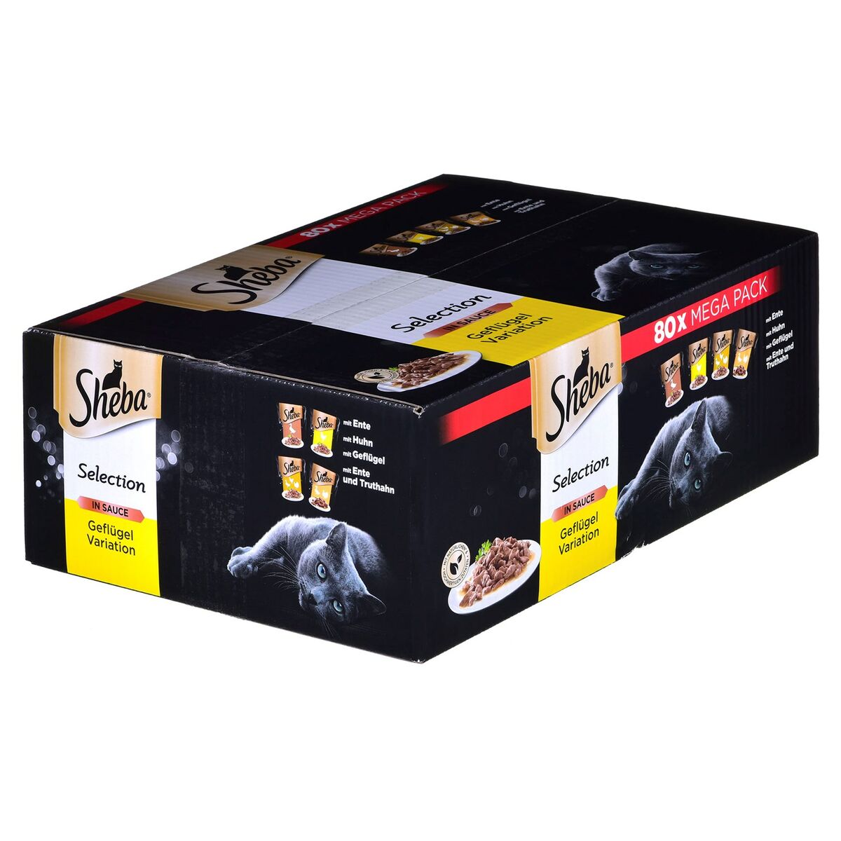 Cibo per gatti Sheba Selection Poultry Variation Pollo Tacchino Anatra Uccelli 80 x 85 g