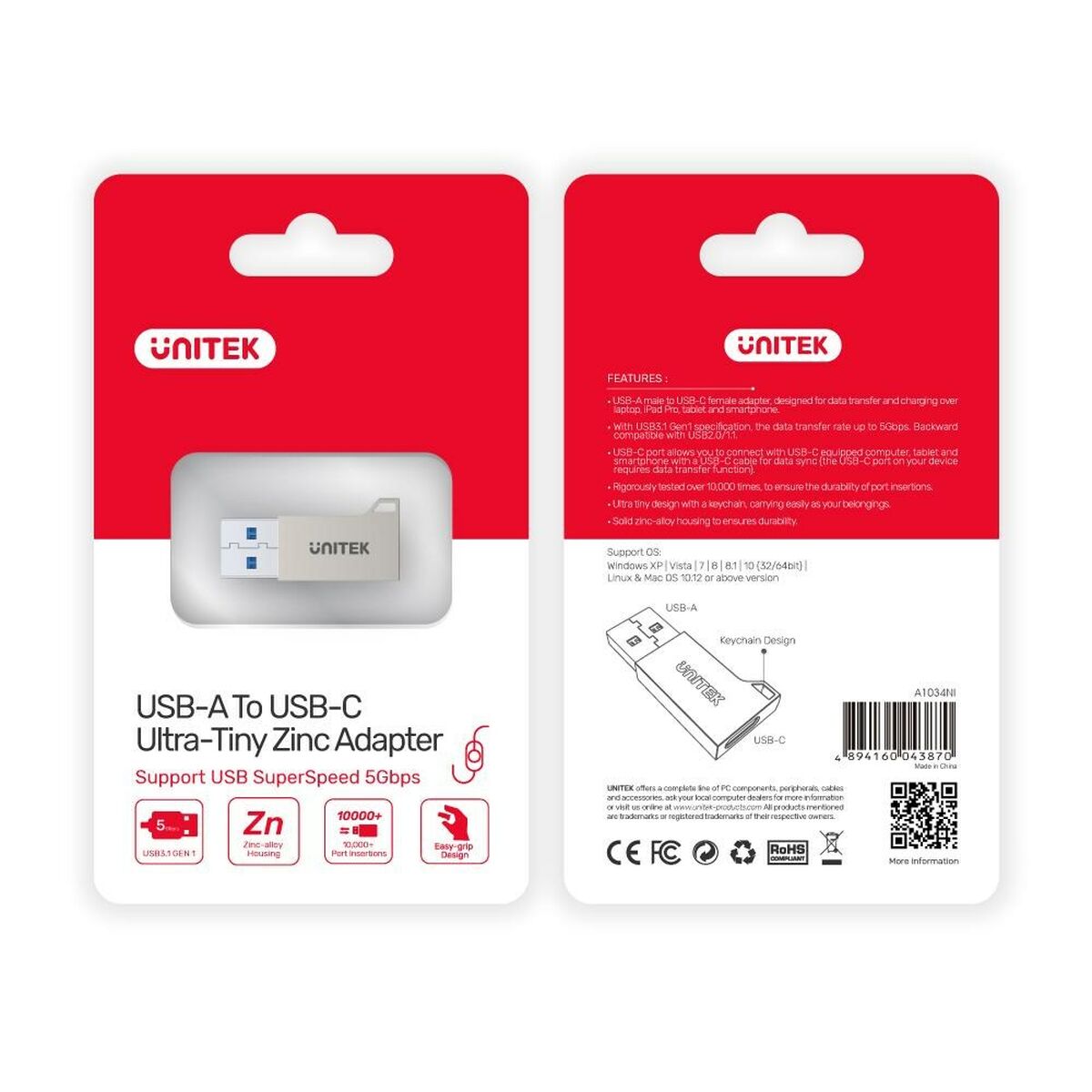 Adattatore USB con USB-C Unitek A1034NI