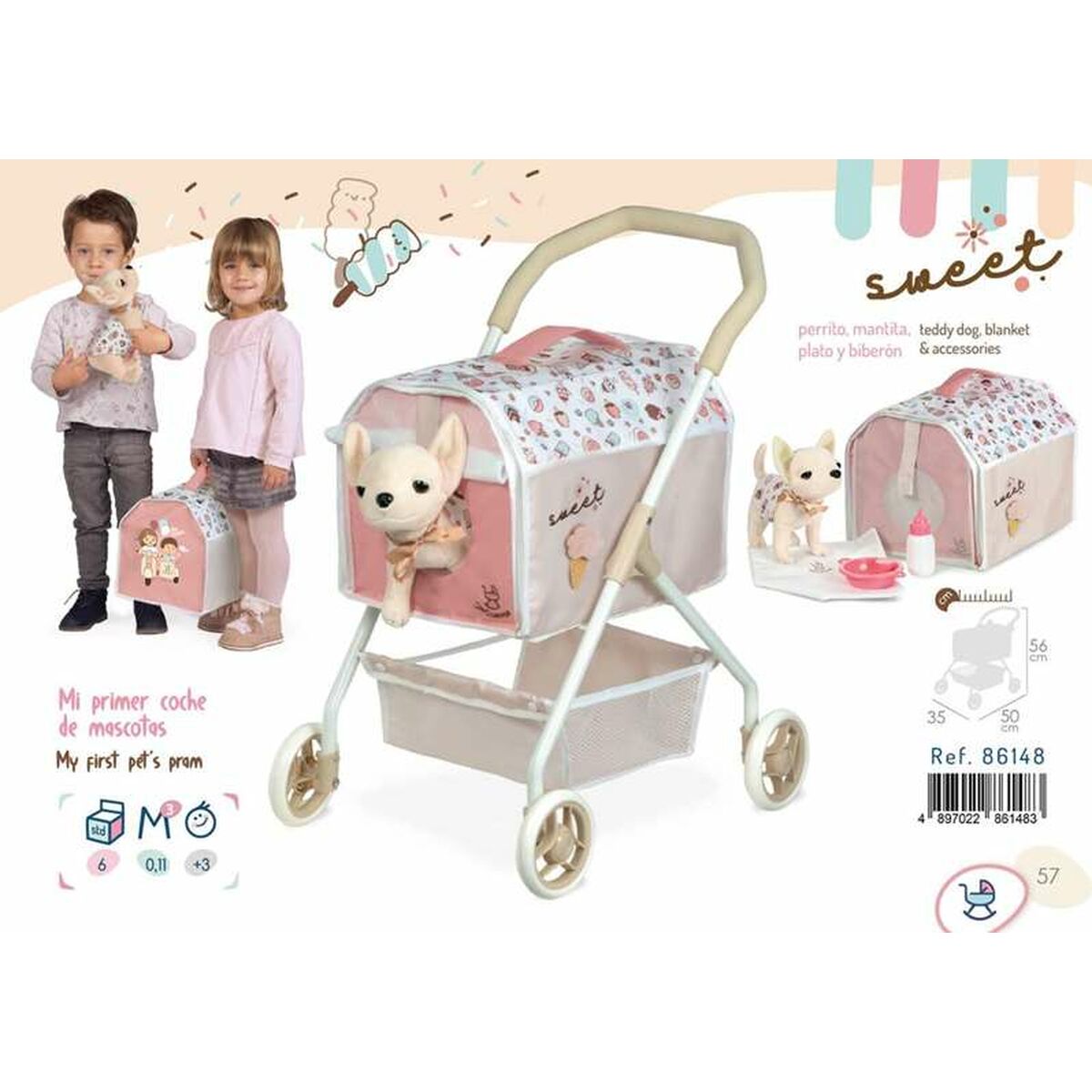 Carrello per animali domestici Decuevas Sweet Per bambini 35 x 50 x 56 cm