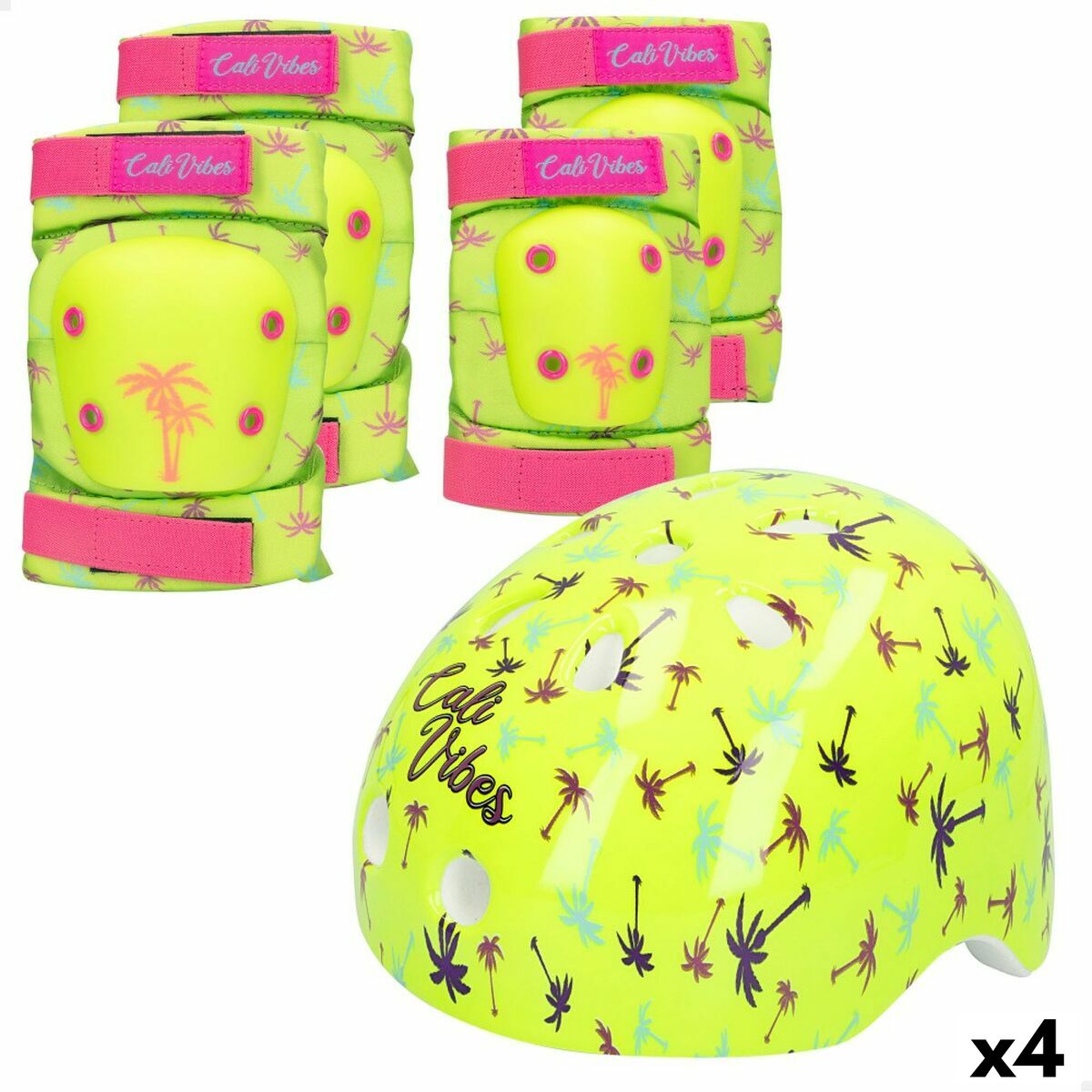 Set di Protezione Sportiva Colorbaby Neon Cali Vibes Giallo (4 Unità)