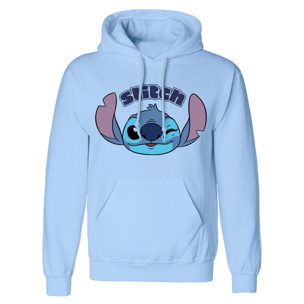 Felpa con Cappuccio Unisex Stitch Cute Face Azzurro