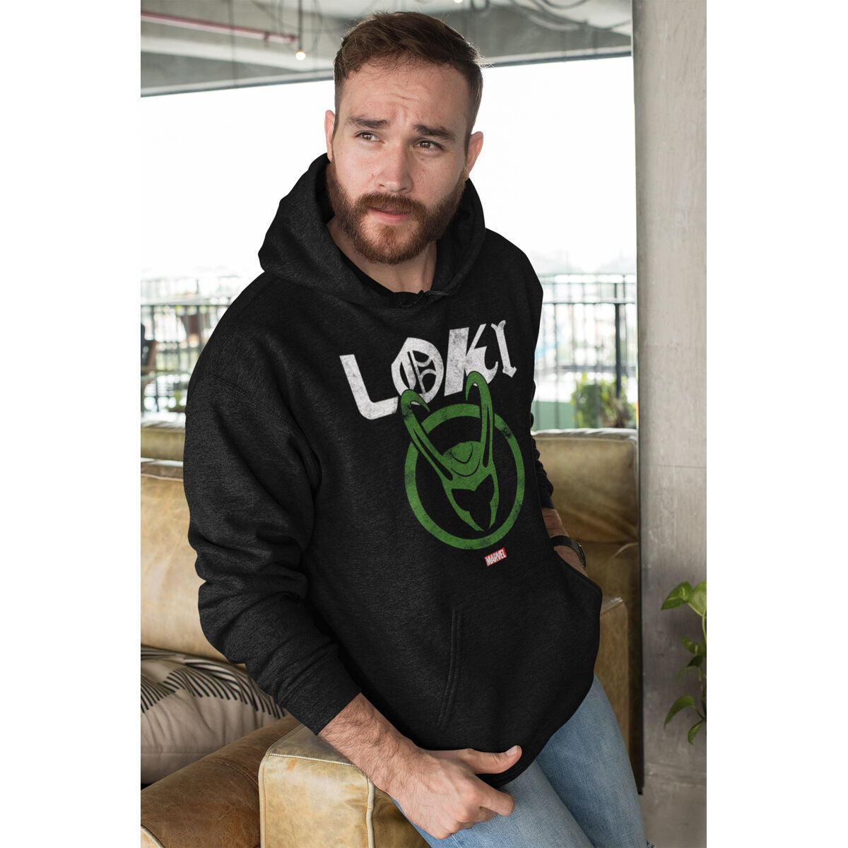 Felpa con Cappuccio Unisex Marvel Distressed Logo Nero