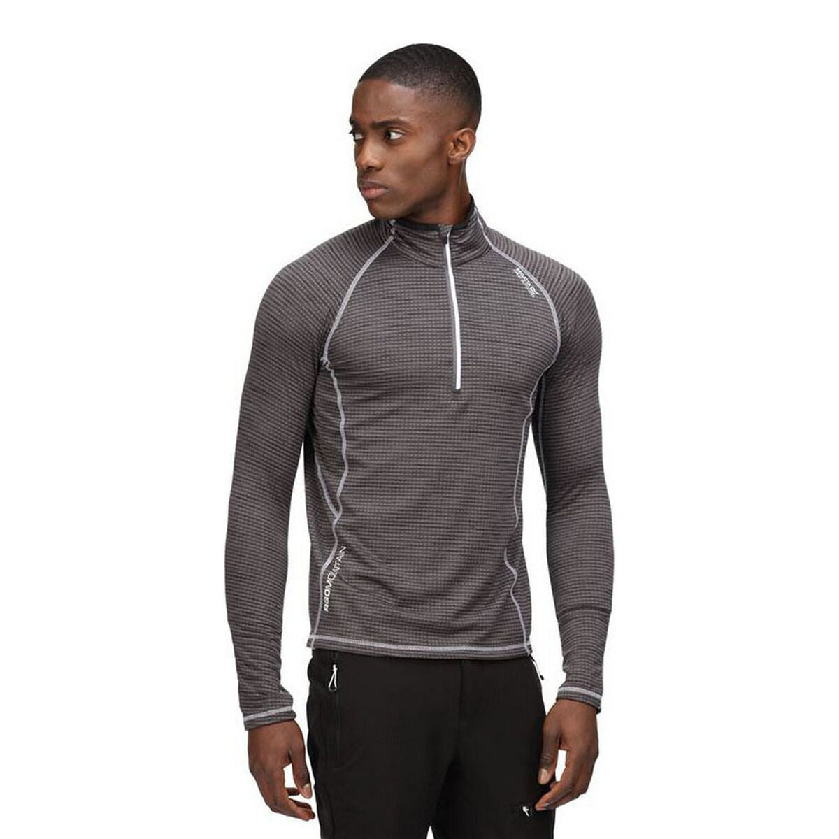 Maglia a Maniche Corte Uomo Regatta Yonder Half-Zip Nero Grigio scuro