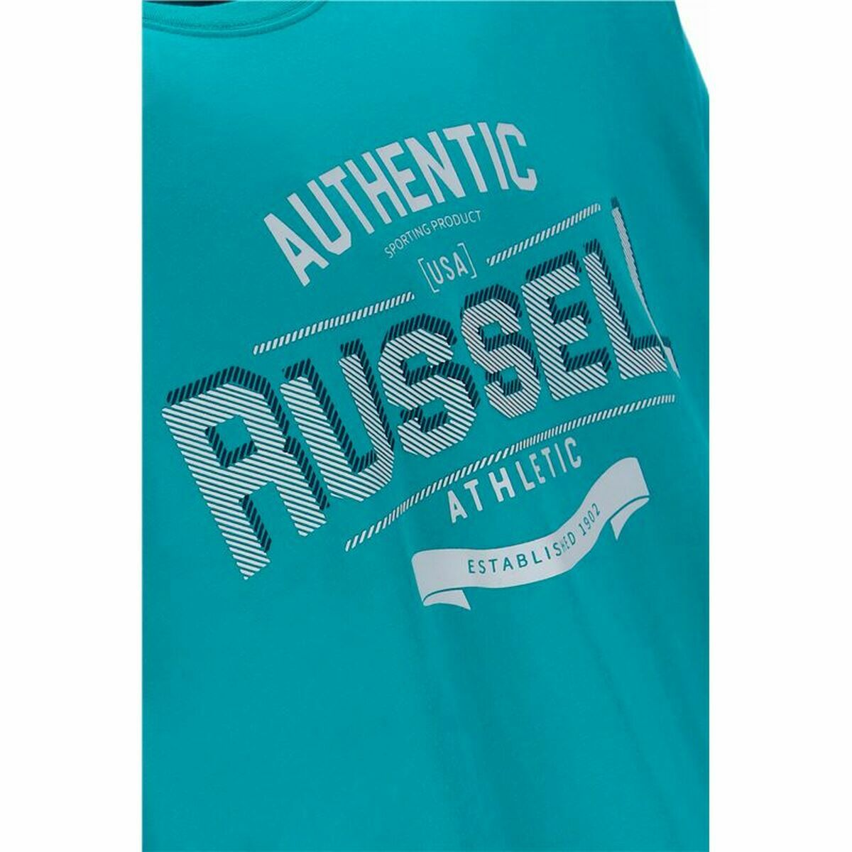 Maglia a Maniche Corte Uomo Russell Athletic Amt A30081 Acquamarina