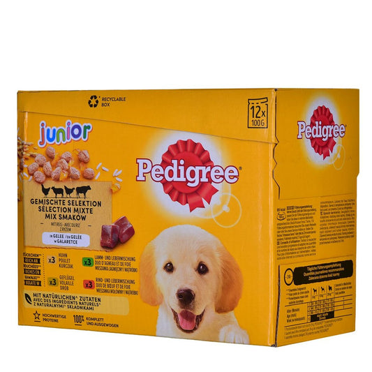 Cibo umido Pedigree unior Selection Pollo Carne di vitello Agnello Uccelli 100 g 12 x 100 g