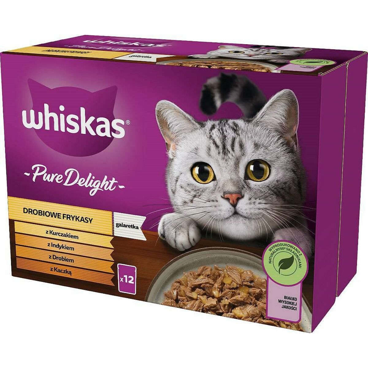 Cibo per gatti Whiskas Pure Delight Pollo Tacchino Anatra Uccelli 12 x 85 g