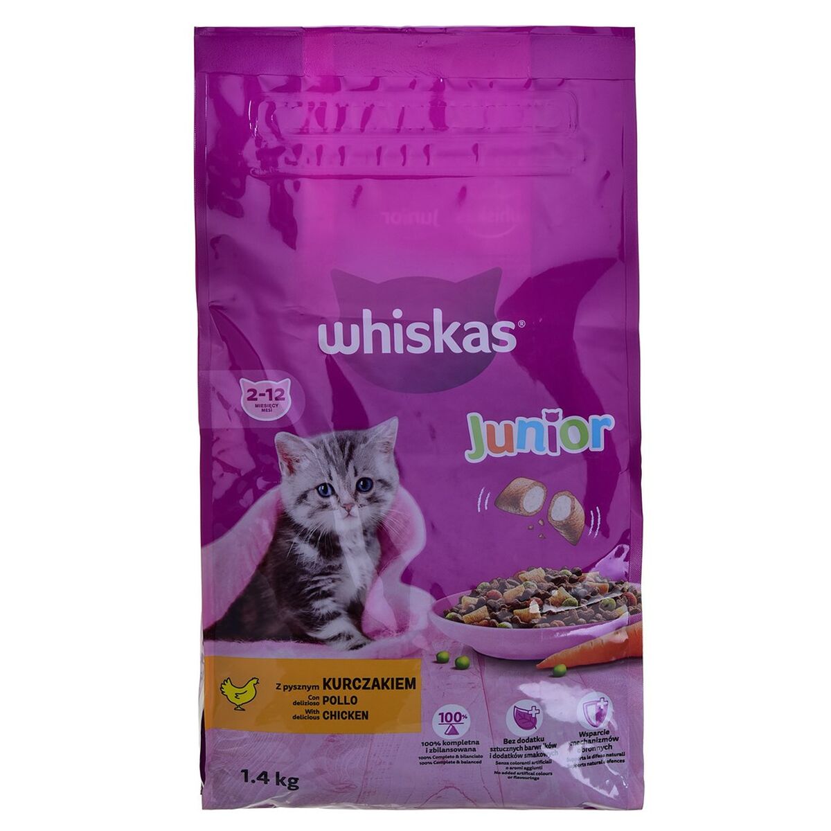 Cibo per gatti Whiskas Junior 2-12 Pollo 1,4 Kg