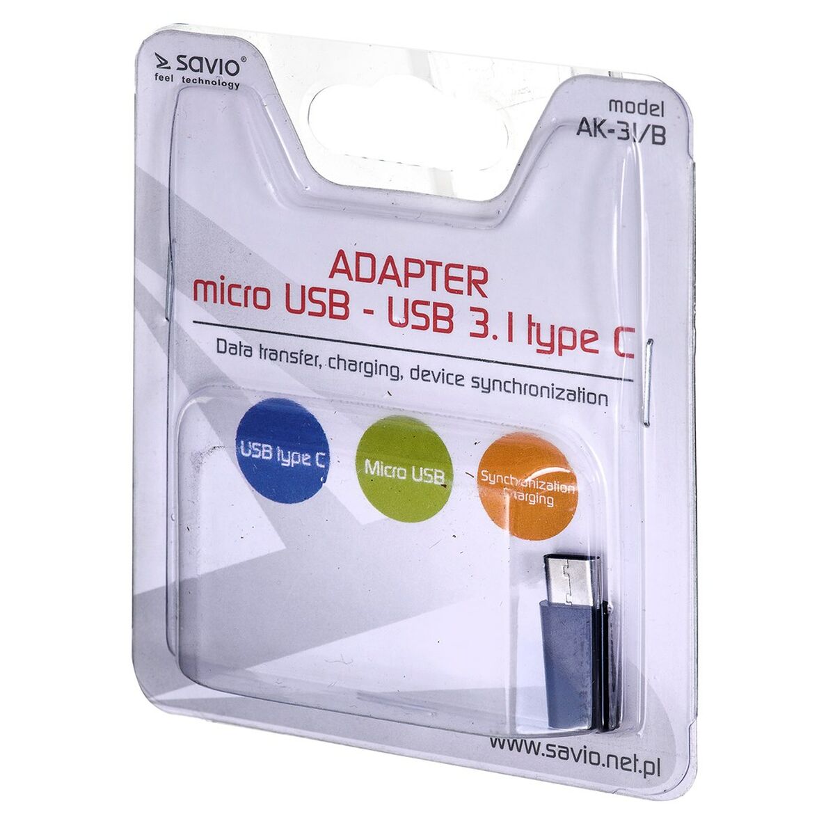 Adattatore Micro USB con USB-C Savio AK-31 / B